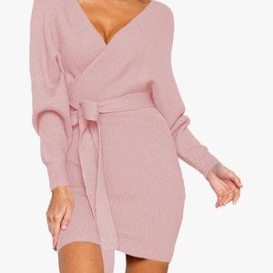 Cozy Pink Sweater Dress